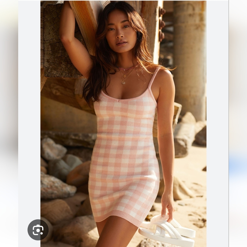 NWT l*space francie dress pink and white size L